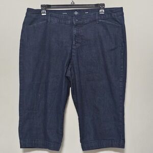 St Johns Bay Women's Jeans Plus Size 20W Blue Dark Wash Capri Stretch 522